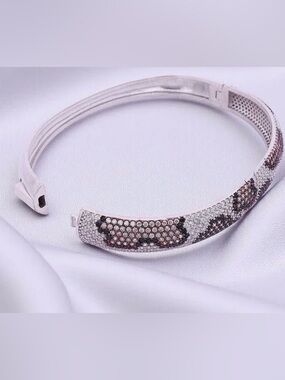 Crystal LEOPARD-panther bangle Bracelet, STERLING SILVER.Womans jewels beautiful